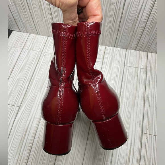 1127-Zara boots Burgundy boots with side zippers - Picture 8 of 9